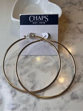 Chaps Gold-Tone Thin Hoop Earrings